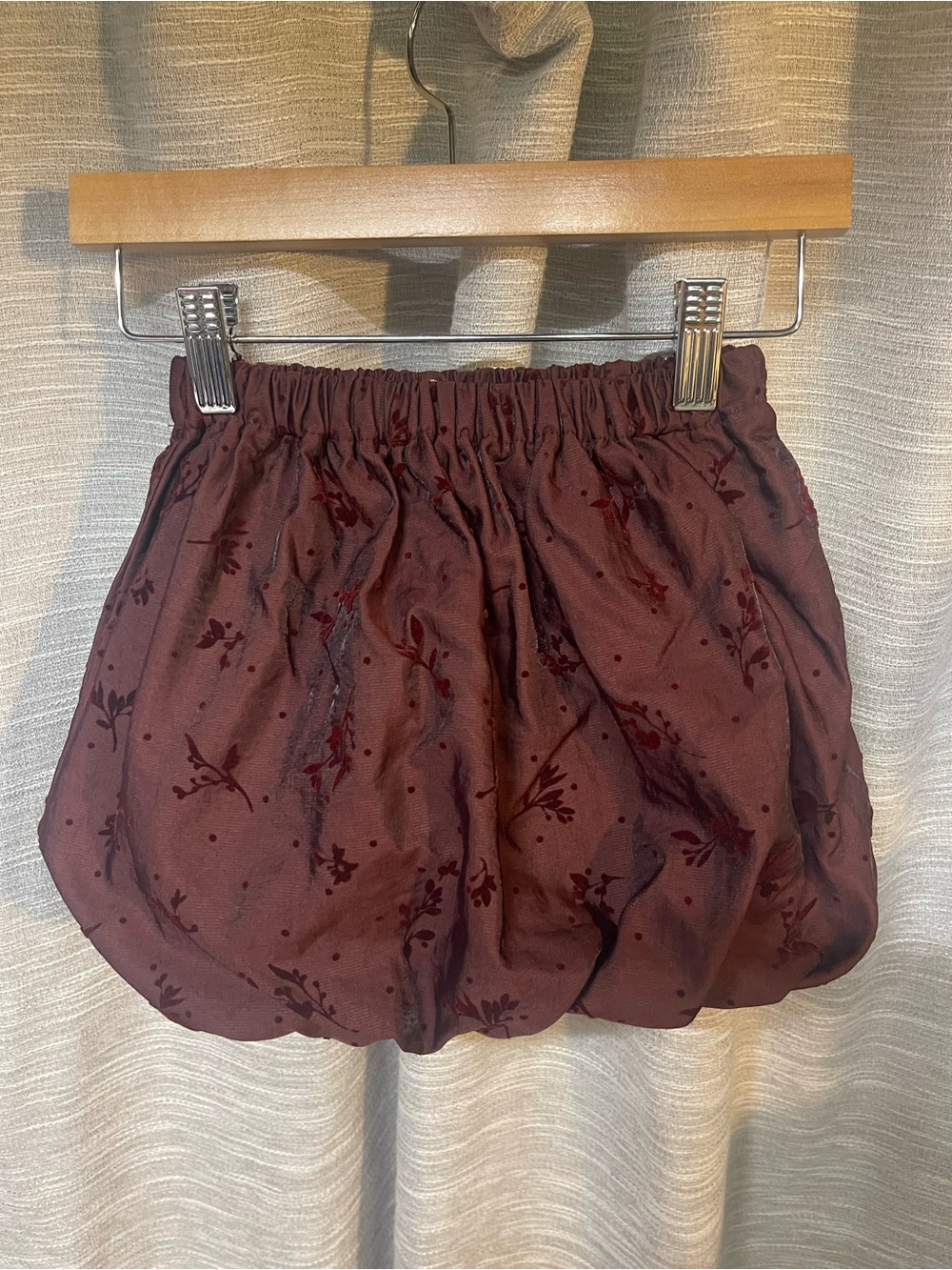 Zara Burgundy Floral Bubble Skirt